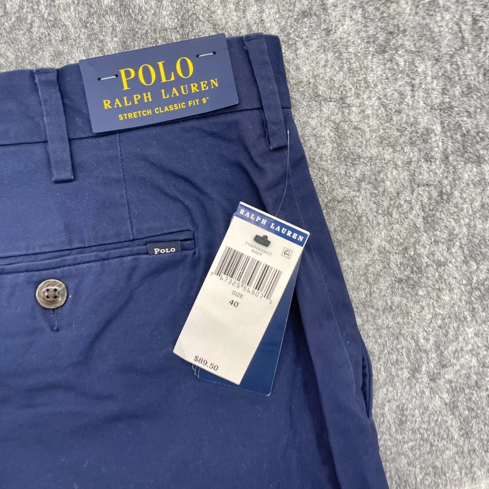 Polo Ralph Lauren Shorts Mens 40 Stretch Classic Fit 9 Inch Chino Navy Blue NWT